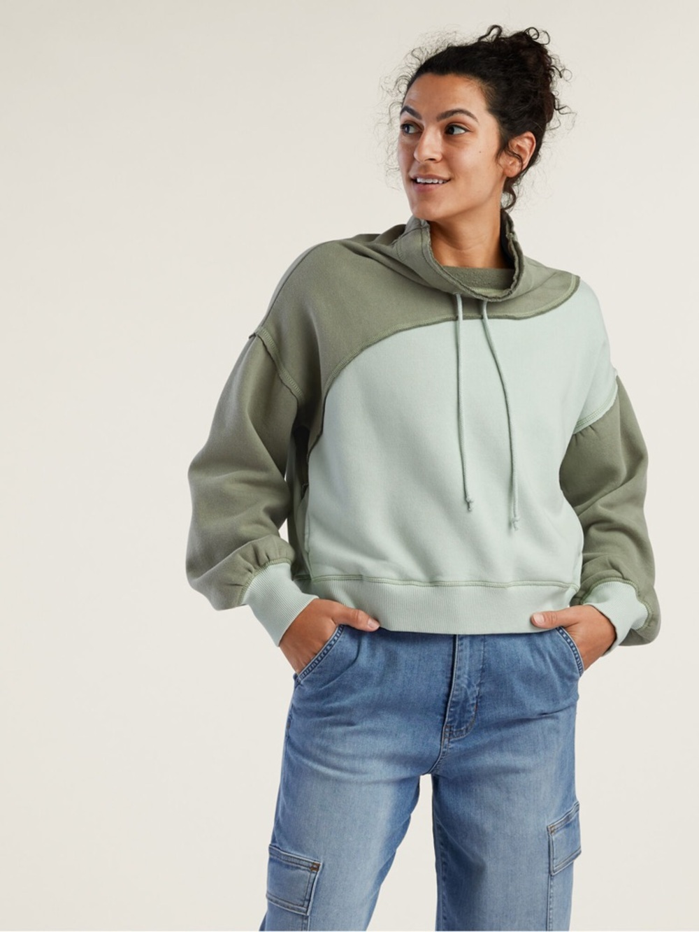 FP Movement by Free People Homestretch Olive & Sage Green Sweater EUC